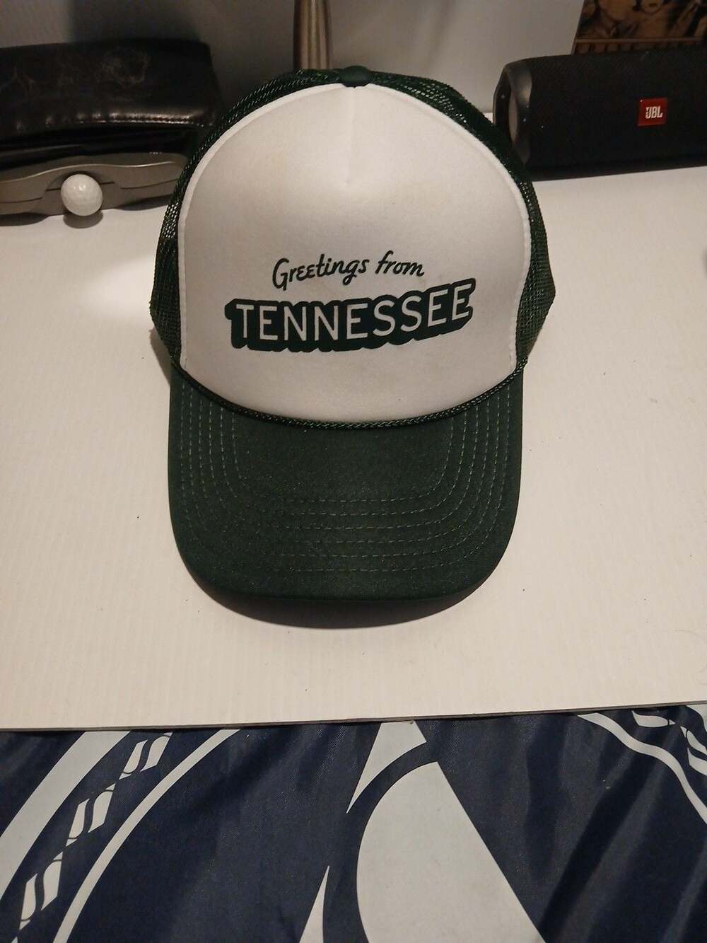 Otto Trucker Hat Greetings From Tennessee Green White Snapback Mesh
